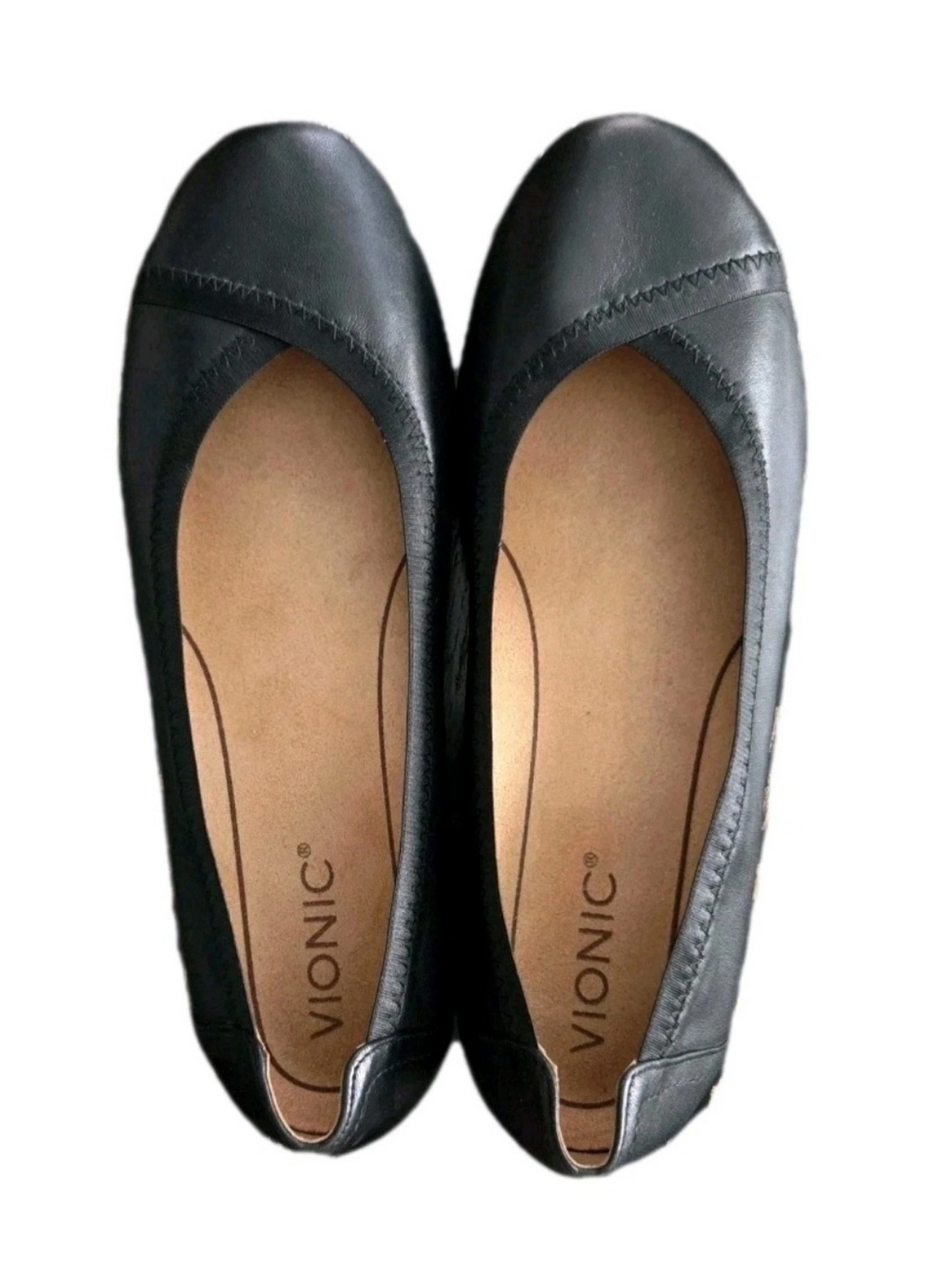 Vionic Black Leather Flats Womens Size 8.5